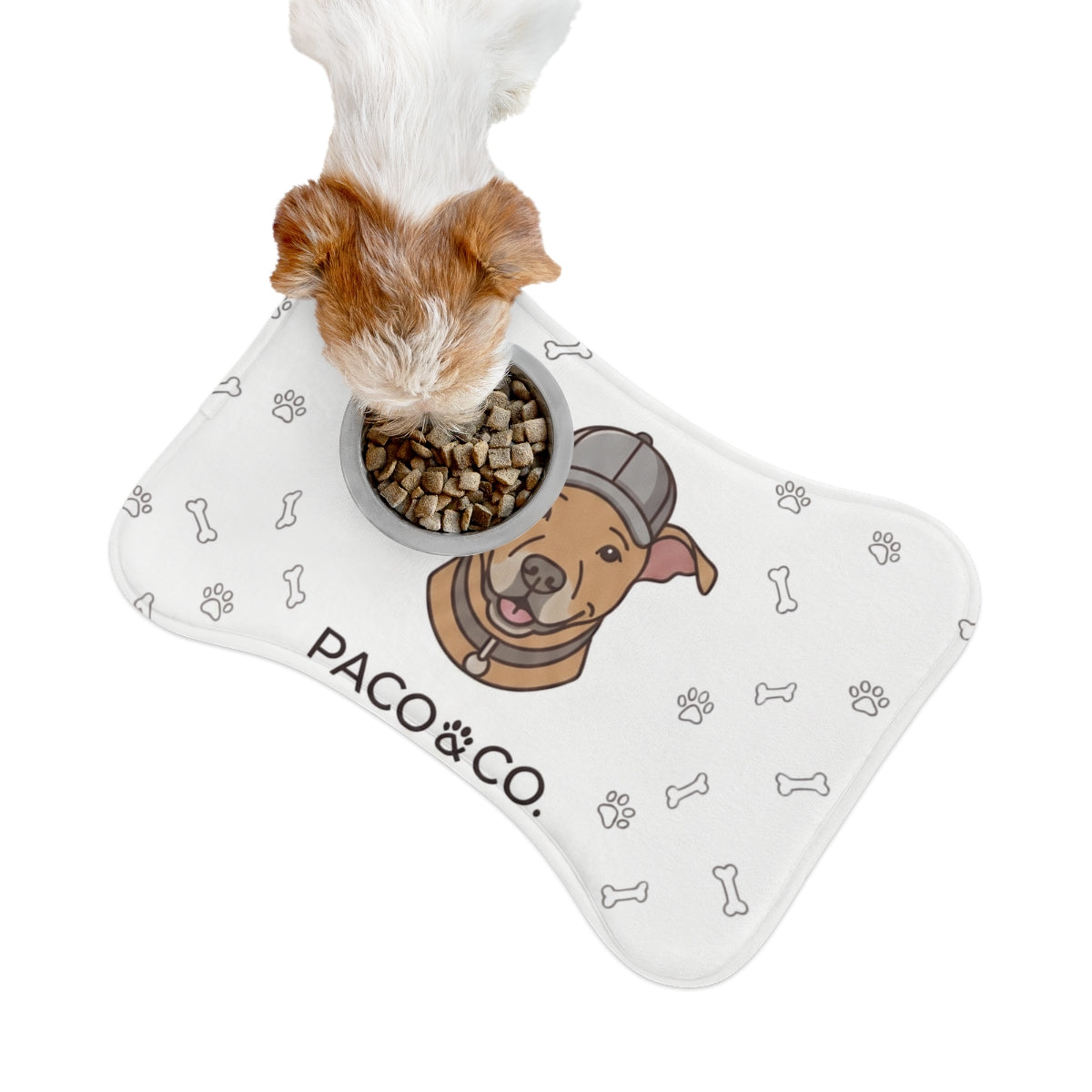 Paco & Co. Bone-Shaped Pet Feeding Mat — Non-Slip Dog Bowl Placemat