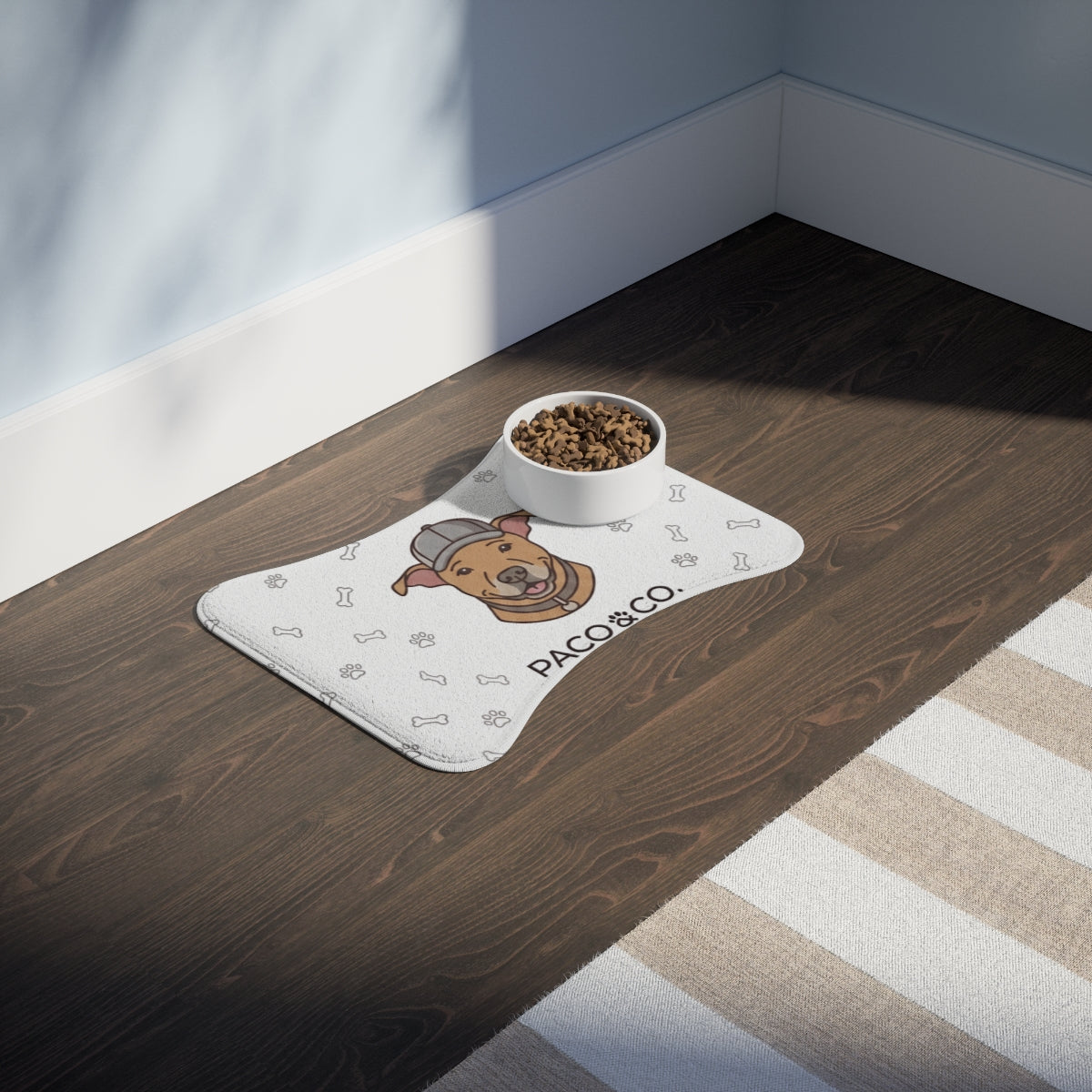 Paco & Co. Bone-Shaped Pet Feeding Mat — Non-Slip Dog Bowl Placemat